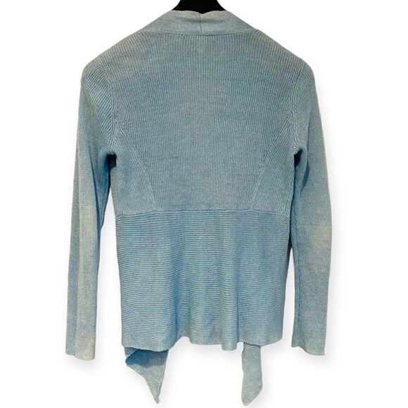 Eileen Fisher Blue Organic Linen Waterfall Open Cardigan Size Small - Picture 4 of 6